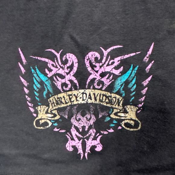 Vintage Women's Harley-Davidson Sleeveless Tee Shirt Black Front/Back Logo SZ L - Picture 9 of 9